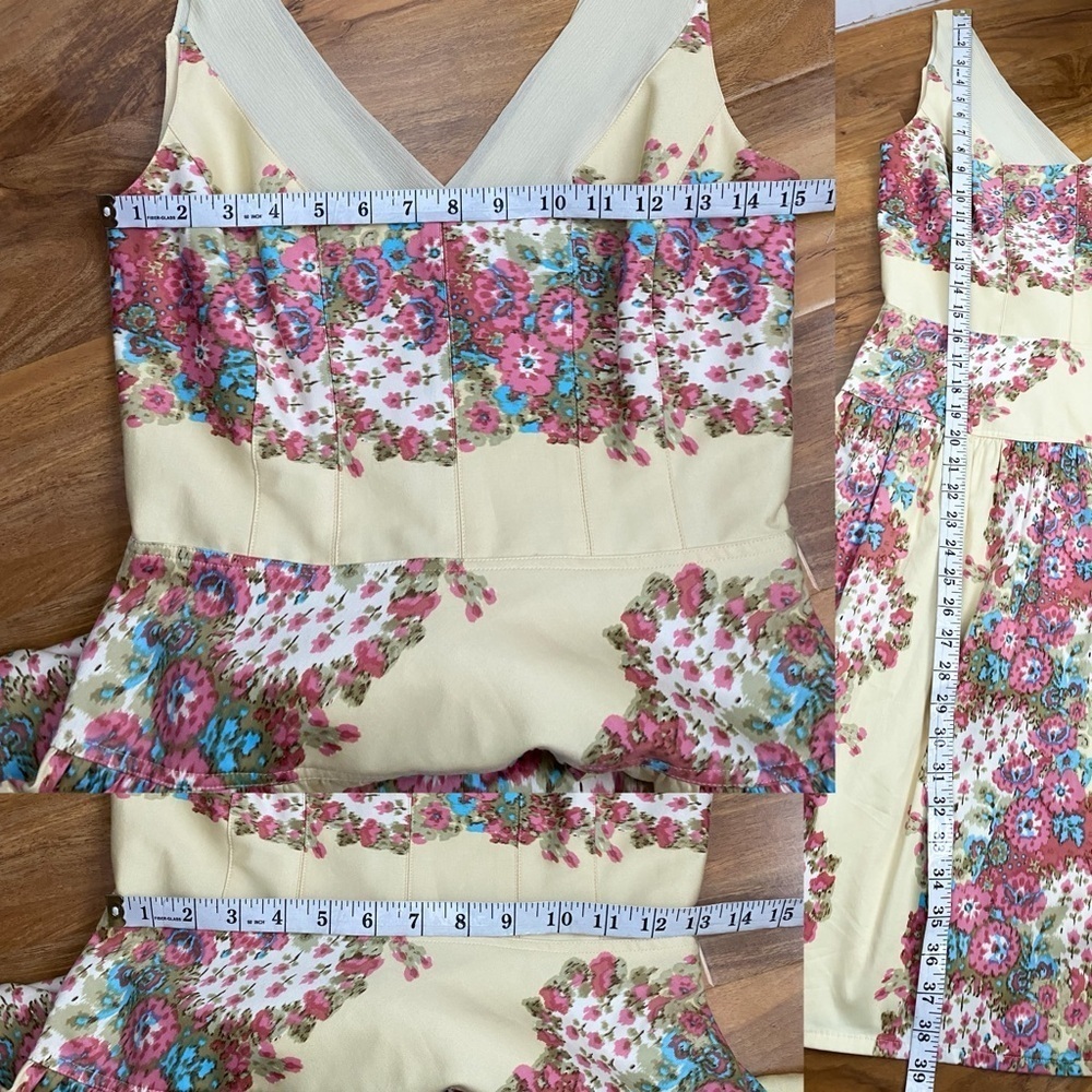 Kay Unger Floral Aline Dress Ivory Pink Formal Garden Wedding Event Victorian 2 - Picture 12 of 12